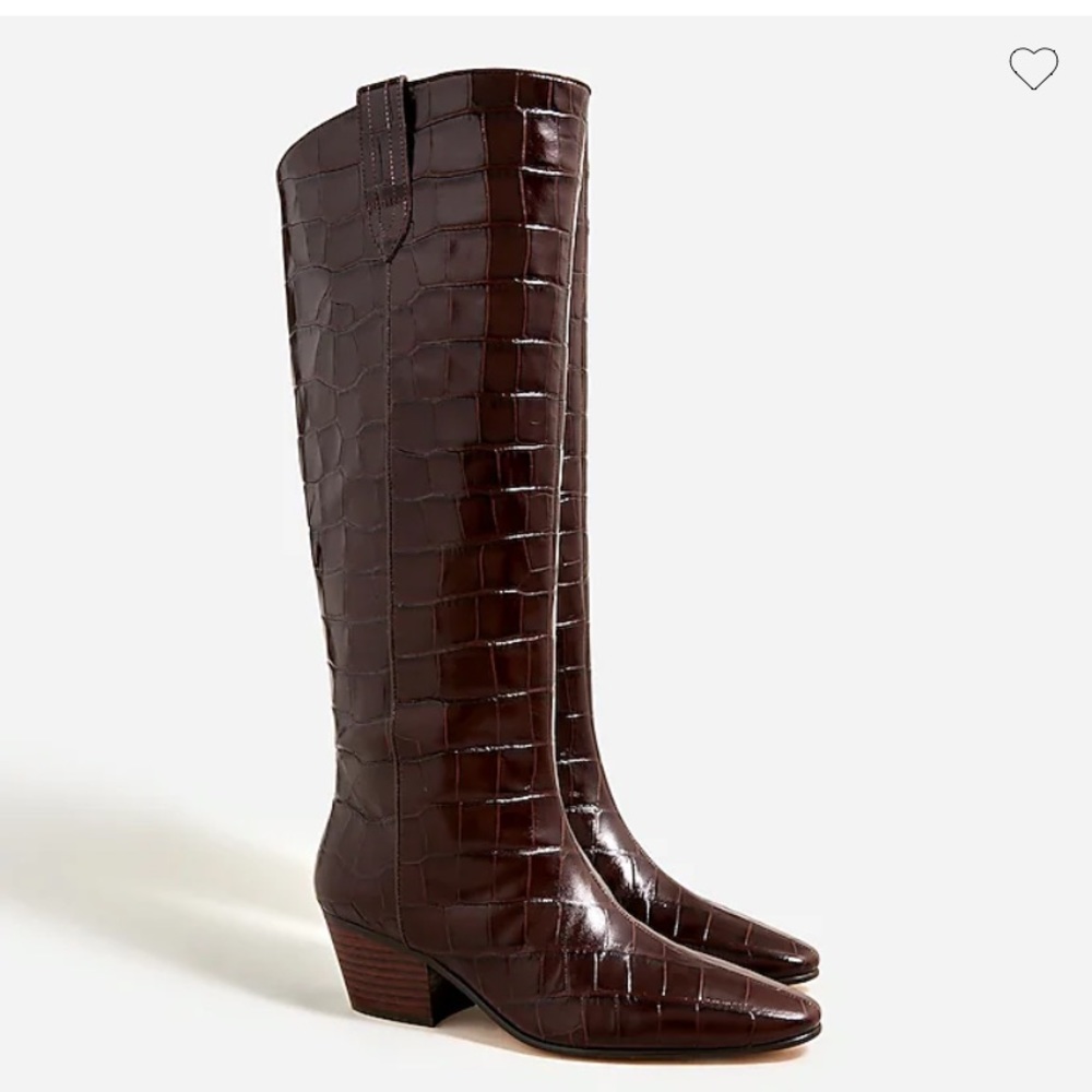 Piper knee-high boots in croc-embossed leather